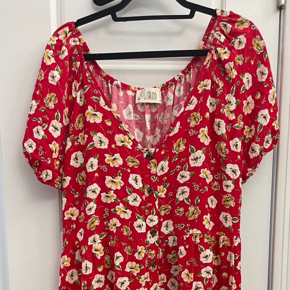 Womens Plus Just Found 3X Red Floral Dress
